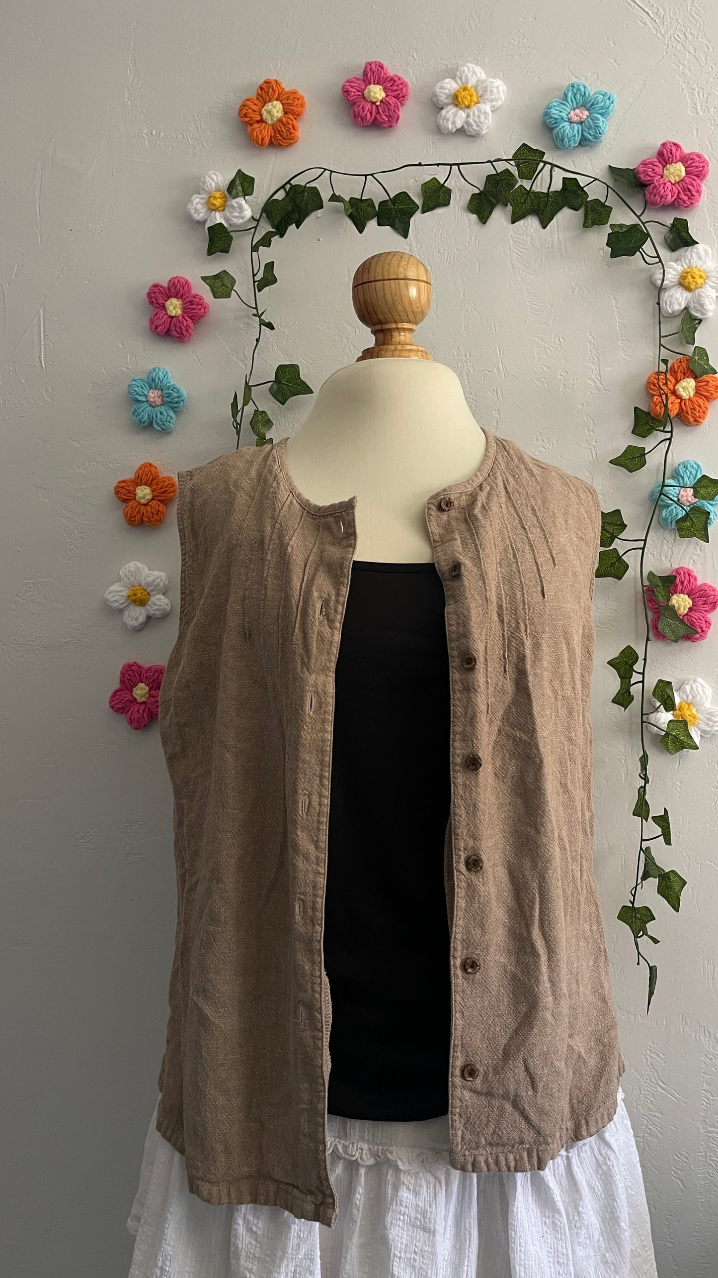 Earthy sleeveless button up