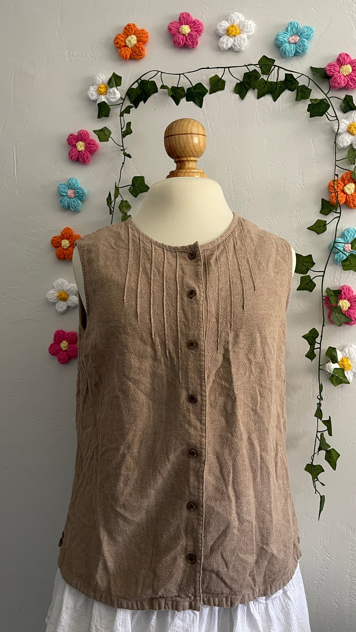 Earthy sleeveless button up