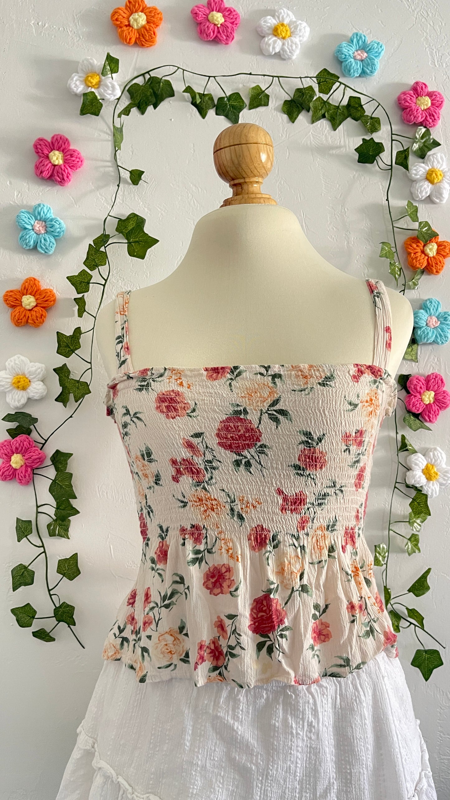 Floral tank (Cream)