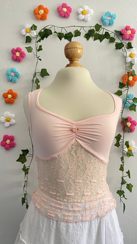 Rosette Lace Top (blush pink)
