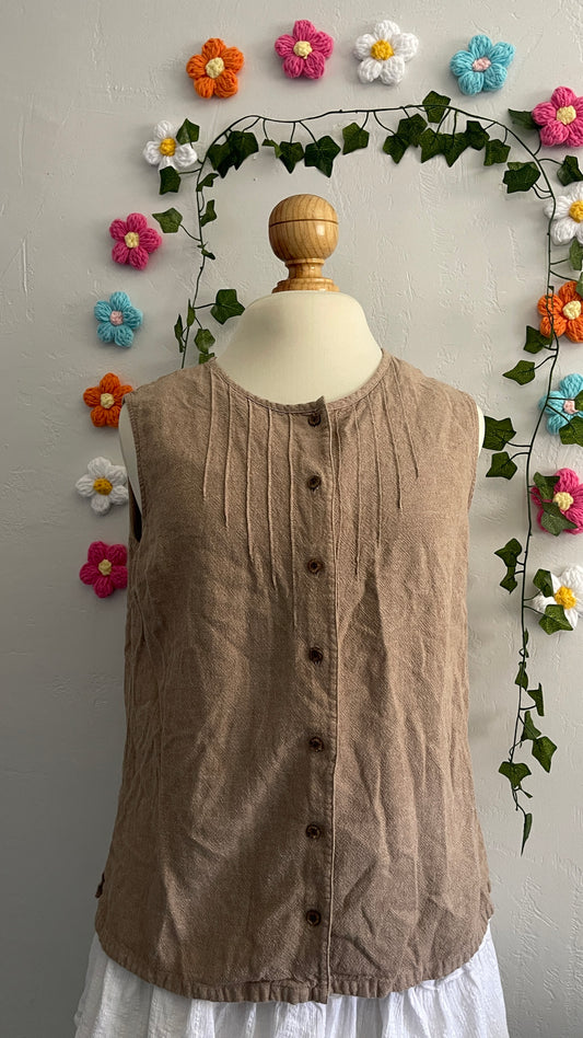 Earthy sleeveless button up