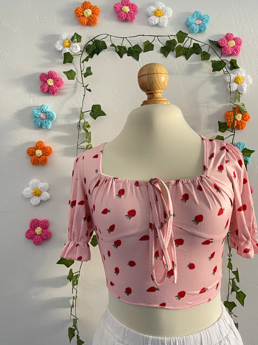 Strawberry tie front top